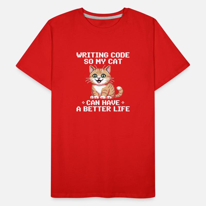 Programming Cat Funny Coding and Cat German Men's Premium Organic T-Shirt