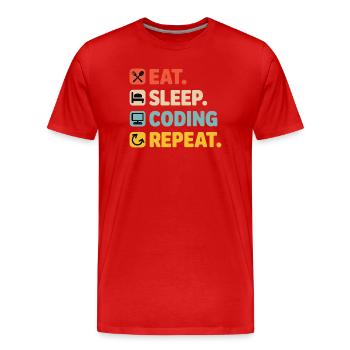 L’humour de la vie du programmeur pour les programmeurs - T-shirt bio Premium Homme - rouge - Devant - Damien (186cm)