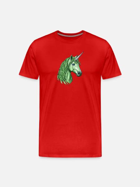 Green polygon unicorn - Men's Premium Organic T-Shirt - red