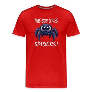 This Boy Loves Spiders - Men's Premium Organic T-Shirt - red - Front - Damien (186cm)