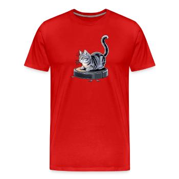 Cute Cat Robot Vacuum Cleaner Vacuum Cleaner - Men's Premium Organic T-Shirt - red - Front - Damien (186cm)