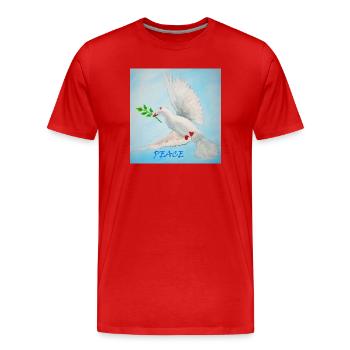 Friedenstaube mit Zweig - Männer Premium Bio T-Shirt - Rot - Vorne - Damien (186cm)