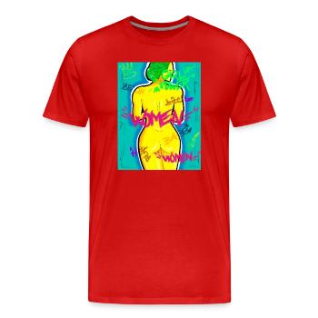 Woman Graffiti Power and Colors - Men's Premium Organic T-Shirt - red - Front - Damien (186cm)