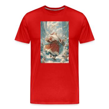 Santa Parade in Frost City - Men's Premium Organic T-Shirt - red - Front - Damien (186cm)
