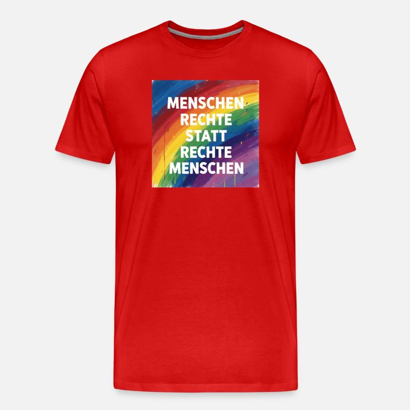 Buntes Menschenrechte statt rechte Menschen - Männer Premium Bio T-Shirt - Rot
