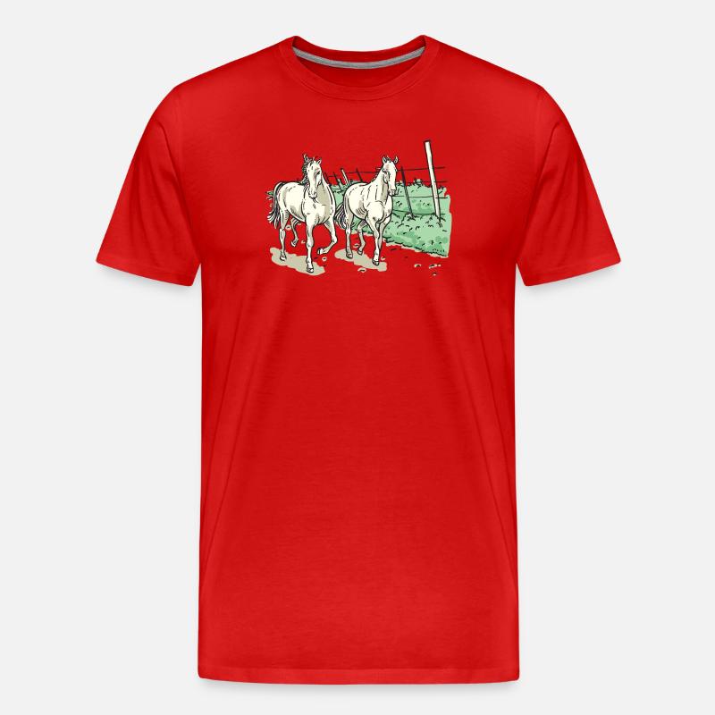 Zwei elegante Pferde - Männer Premium Bio T-Shirt - Rot
