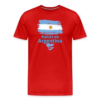 Argentiniens Wurzeln: Albiceleste Pride - Männer Premium Bio T-Shirt - Rot - Vorne - Damien (186cm)
