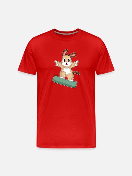 Dog Snowboarder Snowboard Winter Sports - Men's Premium Organic T-Shirt - red