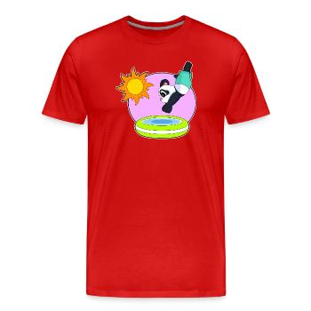 Panda Swimming Pool Summer - Men's Premium Organic T-Shirt - red - Front - Damien (186cm)