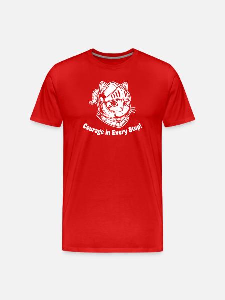 Cat Knight Courage in Every Step - Men's Premium Organic T-Shirt - red