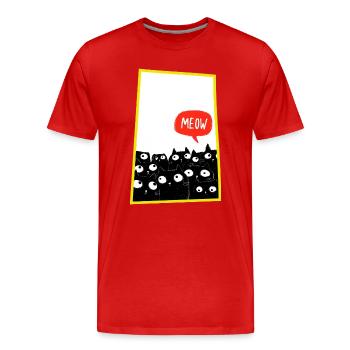 Meow Cat Horde in Neon Edge - Men's Premium Organic T-Shirt - red - Front - Damien (186cm)