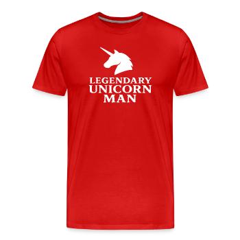 Légendaire Homme Licorne Vintage Texte Audacieux - T-shirt bio Premium Homme - rouge - Devant - Damien (186cm)