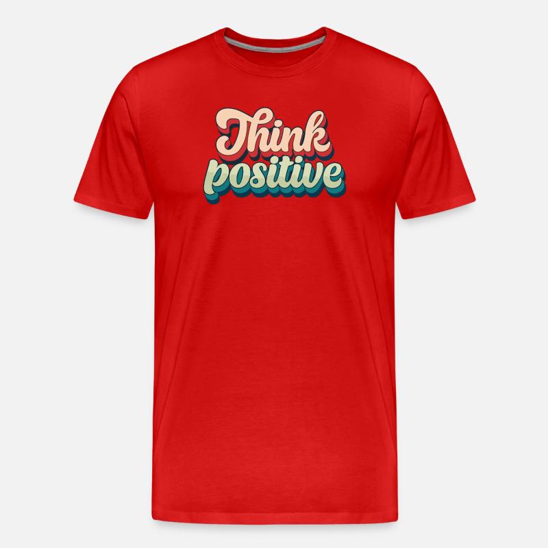 Think Positive Retro Script - Männer Premium Bio T-Shirt - Rot