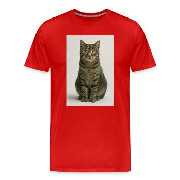 Sitzende getigerte Katzenporträt - Männer Premium Bio T-Shirt - Rot - Vorne - Damien (186cm)