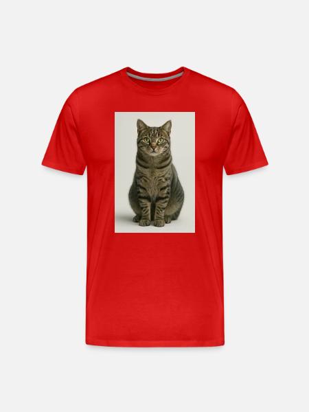 Seated tabby cat portrait - Men's Premium Organic T-Shirt - red