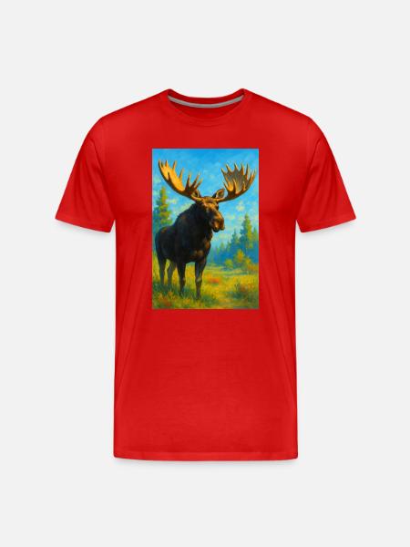 Bunte Elche im sonnigen Wald - Männer Premium Bio T-Shirt - Rot