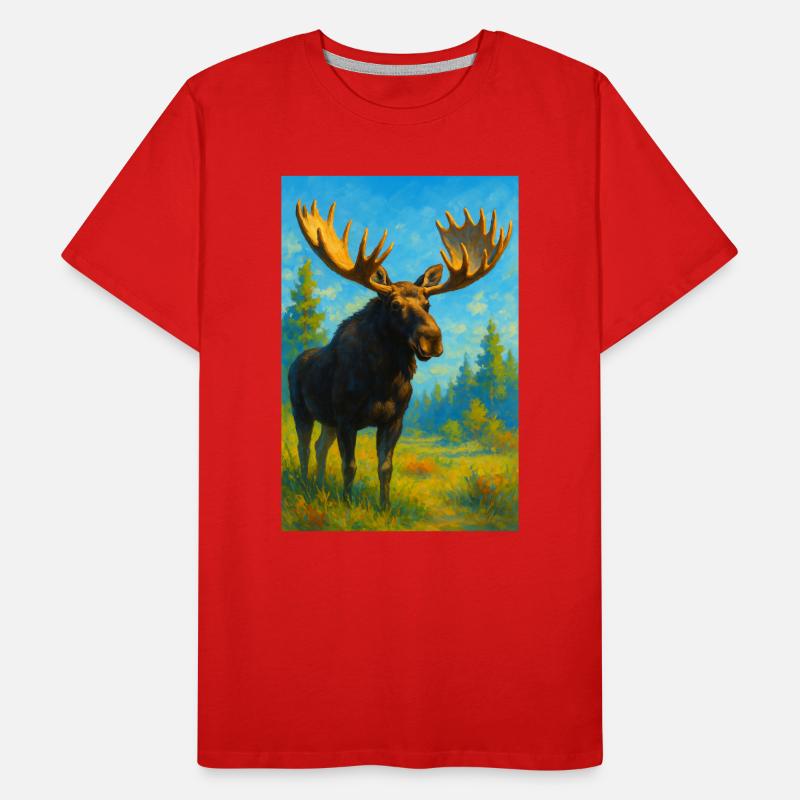 Bunte Elche im sonnigen Wald Männer Premium Bio T-Shirt