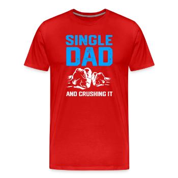 Père célibataire Père célibataire Parent célibataire - T-shirt bio Premium Homme - rouge - Devant - Damien (186cm)