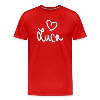 Luca Name mit L Jungenname Geburt Baby Shower - Männer Premium Bio T-Shirt - Rot - Vorne - Damien (186cm)