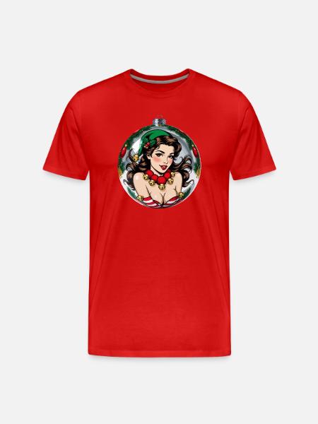 Weihnachts-Pin-up-Anhänger - Männer Premium Bio T-Shirt - Rot