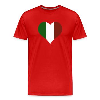 Cœur du drapeau italien - T-shirt bio Premium Homme - rouge - Devant - Damien (186cm)