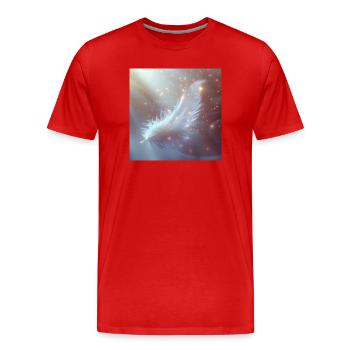 Ätherische Feder leuchtend – Symbol des Lichts - Männer Premium Bio T-Shirt - Rot - Vorne - Damien (186cm)
