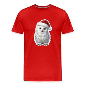 La chouette des neiges sage dans l’humeur de Noël - T-shirt bio Premium Homme - rouge - Devant - Damien (186cm)