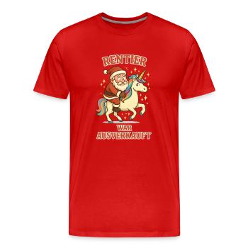 Reindeer unicorn was sold out - Men's Premium Organic T-Shirt - red - Front - Damien (186cm)