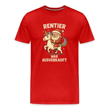 Reindeer was sold out unicorn - Men's Premium Organic T-Shirt - red - Front - Damien (186cm)
