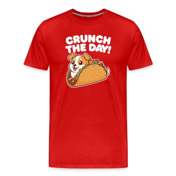 Crunch Den Tag: Taco-Hund-Design - Männer Premium Bio T-Shirt - Rot - Vorne - Damien (186cm)