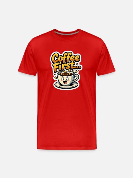 Coffee First - Men's Premium Organic T-Shirt - red