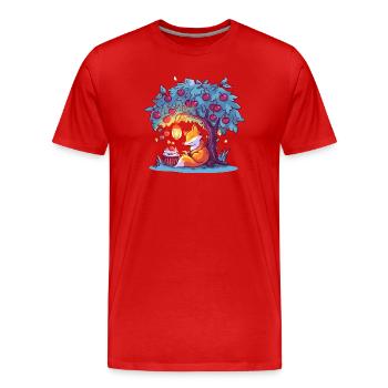 Cherry tree fox at lantern - Men's Premium Organic T-Shirt - red - Front - Damien (186cm)
