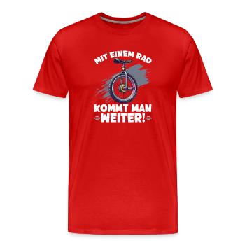 With one wheel you get further - Men's Premium Organic T-Shirt - red - Front - Damien (186cm)