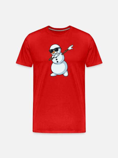 Dab Snowman Cartoon - Men's Premium Organic T-Shirt - red