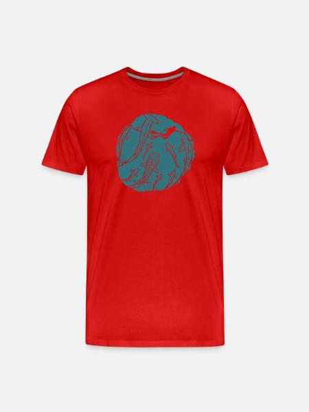 Deep Ocean Silhouette Circle - Men's Premium Organic T-Shirt - red
