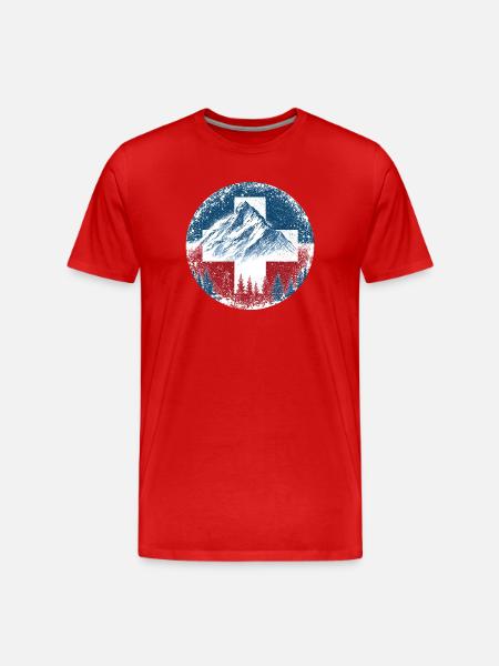 Schweiz-Swiss-Switzerland-Wintersport-Ski-Berge - Men's Premium Organic T-Shirt - red