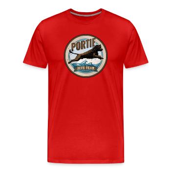 Portugiesischer Wasserhund – Tauchteam - Männer Premium Bio T-Shirt - Rot - Vorne - Damien (186cm)