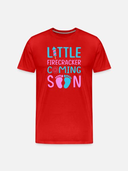 4th of July Gender Reveal Pregnancy - Men's Premium Organic T-Shirt - red
