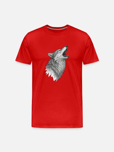 Geometric wolf head in howling - Men's Premium Organic T-Shirt - red
