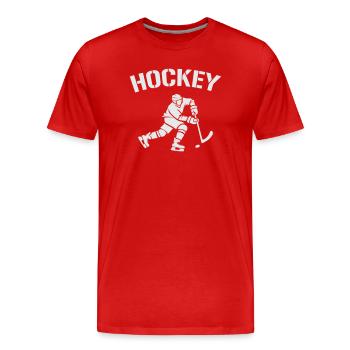 Hockey-Silhouette: Eiszeit auf dem Eis - Männer Premium Bio T-Shirt - Rot - Vorne - Damien (186cm)
