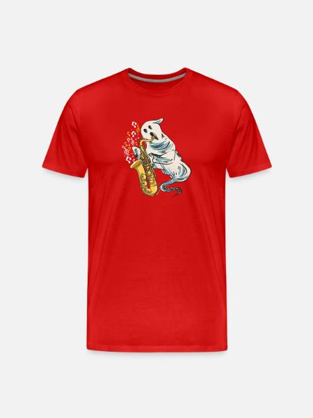 Spooky Saxophone Saxophonist Ghost - Men's Premium Organic T-Shirt - red