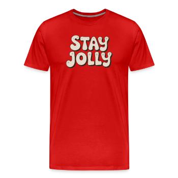 Stay Jolly Retro-Schriftart - Männer Premium Bio T-Shirt - Rot - Vorne - Damien (186cm)