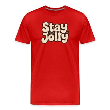 Stay Jolly Holly Christmas - Men's Premium Organic T-Shirt - red - Front - Damien (186cm)