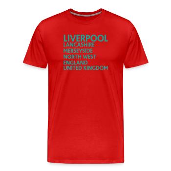 Liverpool – England Lyrics Design - Men's Premium Organic T-Shirt - red - Front - Damien (186cm)