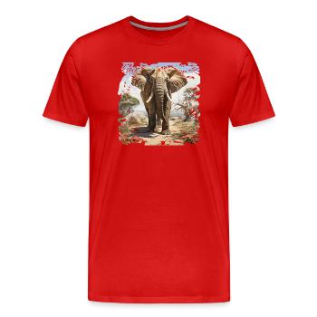 Savannen Elefant im Aquarellstil - Männer Premium Bio T-Shirt - Rot - Vorne - Damien (186cm)