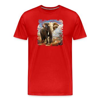 Afrikanischer Elefant im Sonnenlicht - Männer Premium Bio T-Shirt - Rot - Vorne - Damien (186cm)
