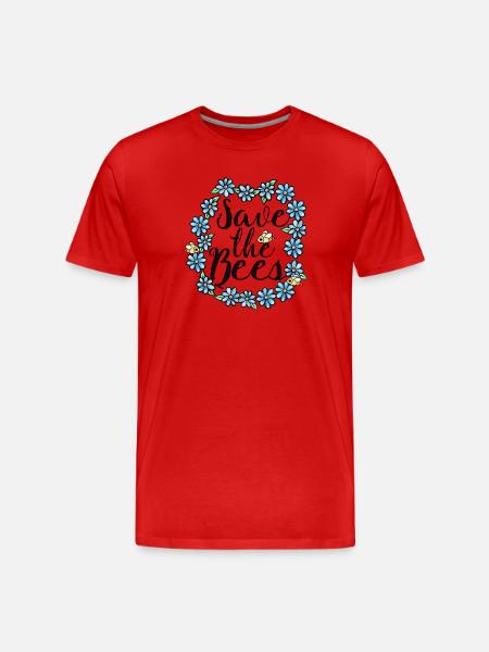 Save the Bees Floral Circle - Men's Premium Organic T-Shirt - red