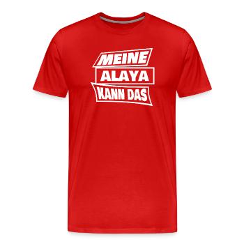Alaya als Alaya - Männer Premium Bio T-Shirt - Rot - Vorne - Damien (186cm)