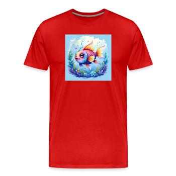 Bunte Fische unter der Koralle - Männer Premium Bio T-Shirt - Rot - Vorne - Damien (186cm)