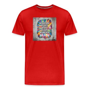 Human Rights Instead of Right-Wing People Statement - Men's Premium Organic T-Shirt - red - Front - Damien (186cm)